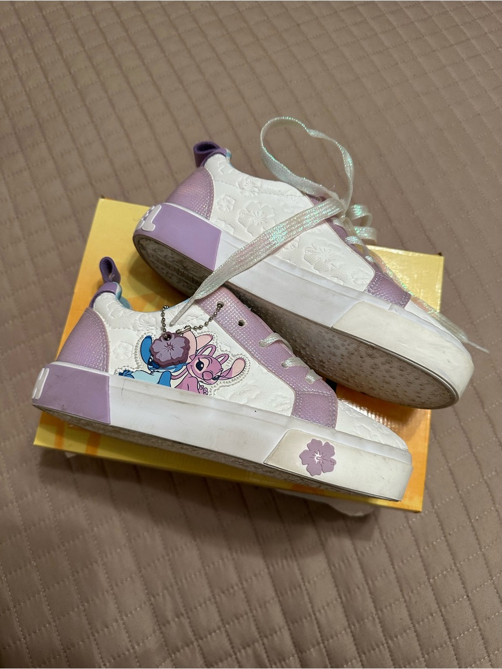 Disney Lilac and White Kids Stitch & Angel Low-Top Sneakers